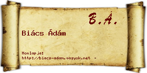 Biács Ádám névjegykártya